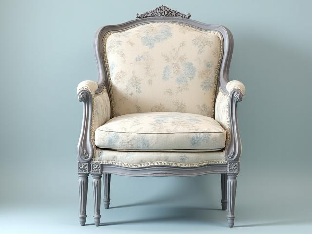 Måttbeställd gustaviansk stol med ljust tyg